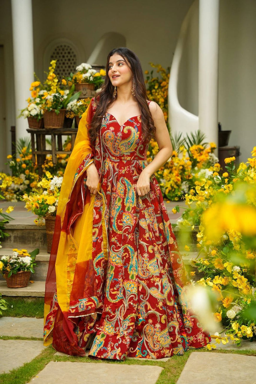 Pure Jimmy Organza Silk Digital Printed Anarkali Gown