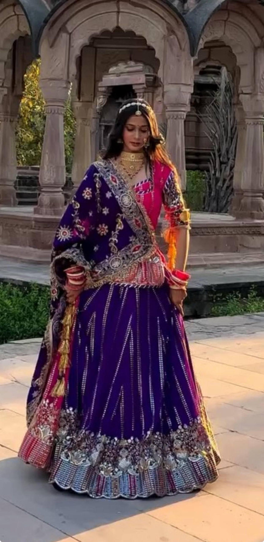 Darbari Poshak Fox Georgette Embroidered Lehenga Set