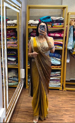 Ready to Wear Embroidery Sequence Work Saree with Blouse