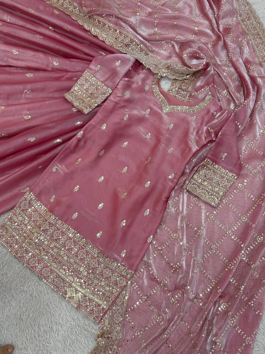 Ready-to-Wear Fancy Embroidered Top-Plazzo Set with Dupatta