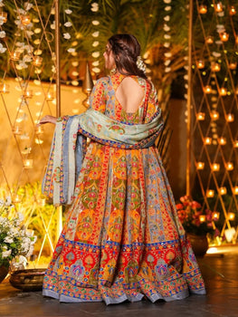 Royal Wedding Wear Chinon Silk Anarkali Gown