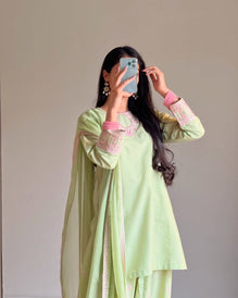 Designer Party Wear Top with Farshi Salwar Set