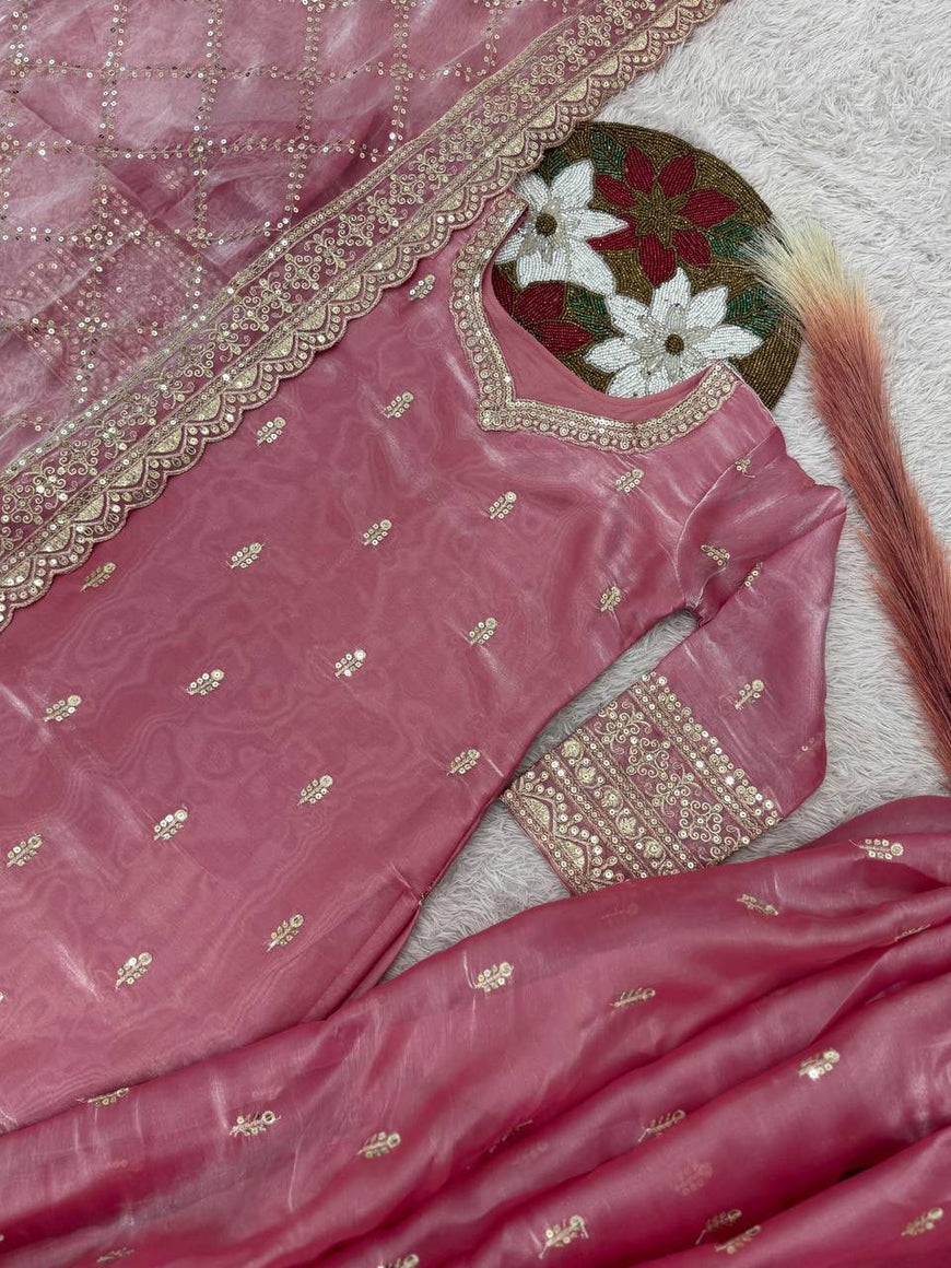 Ready-to-Wear Fancy Embroidered Top-Plazzo Set with Dupatta