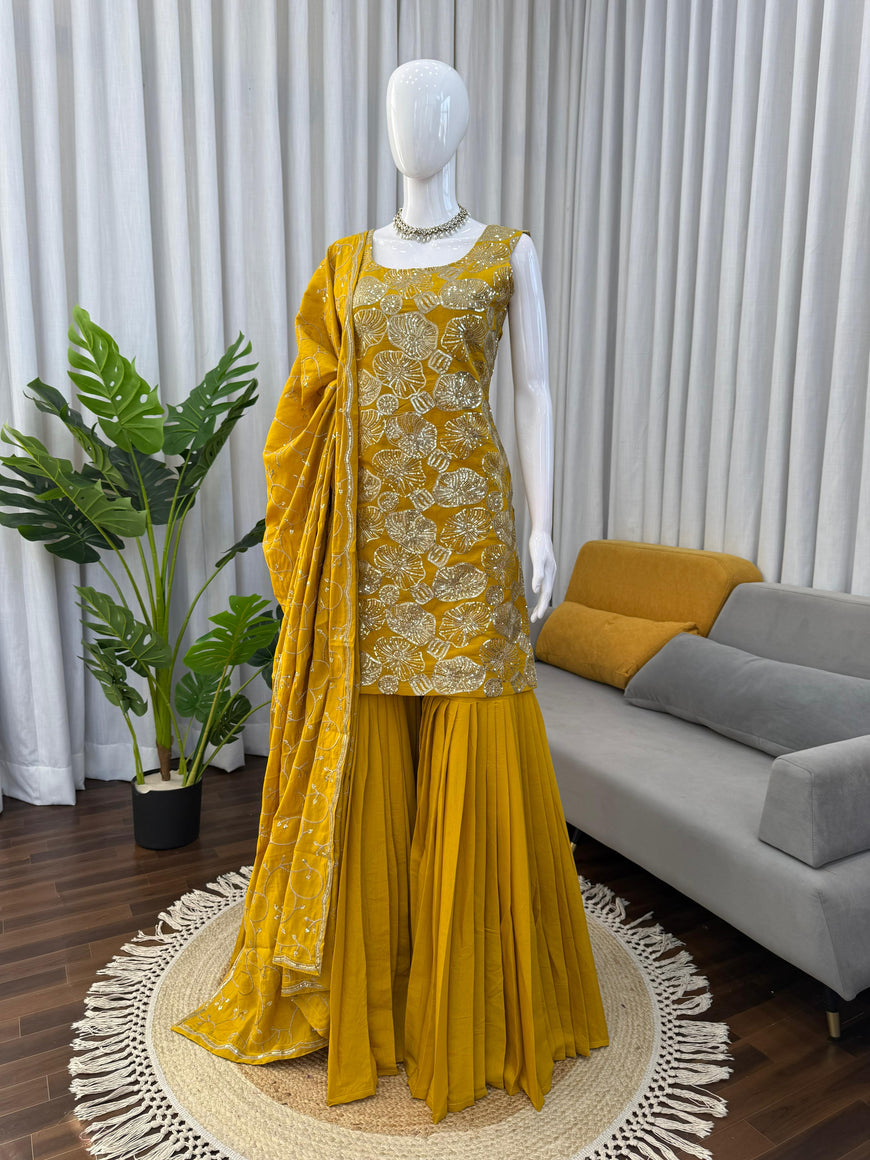 Premium 3-Piece Simmer Silk Set with Thread & Sequence Work