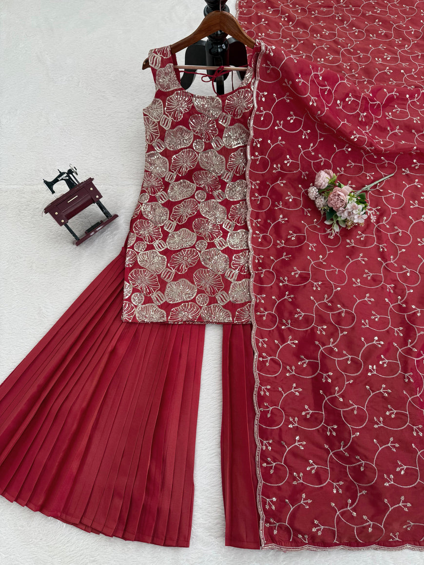 Premium 3-Piece Simmer Silk Set with Thread & Sequence Work