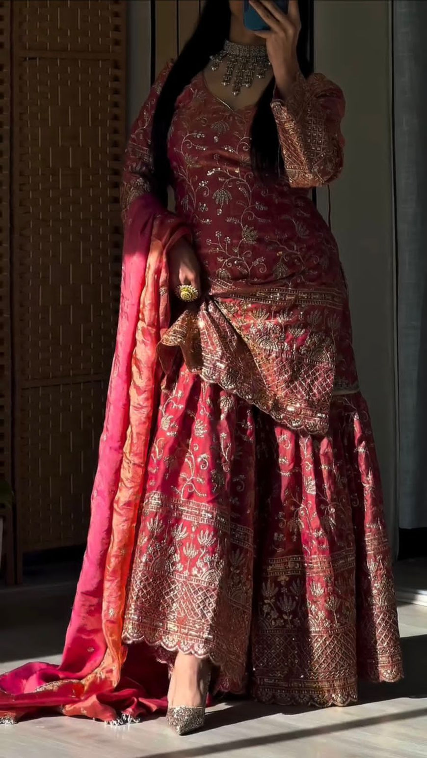 Designer Party Wear Top Sharara Palazzo Set with Dupatta