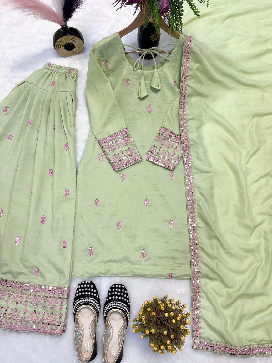 Designer Party Wear Top with Farshi Salwar Set