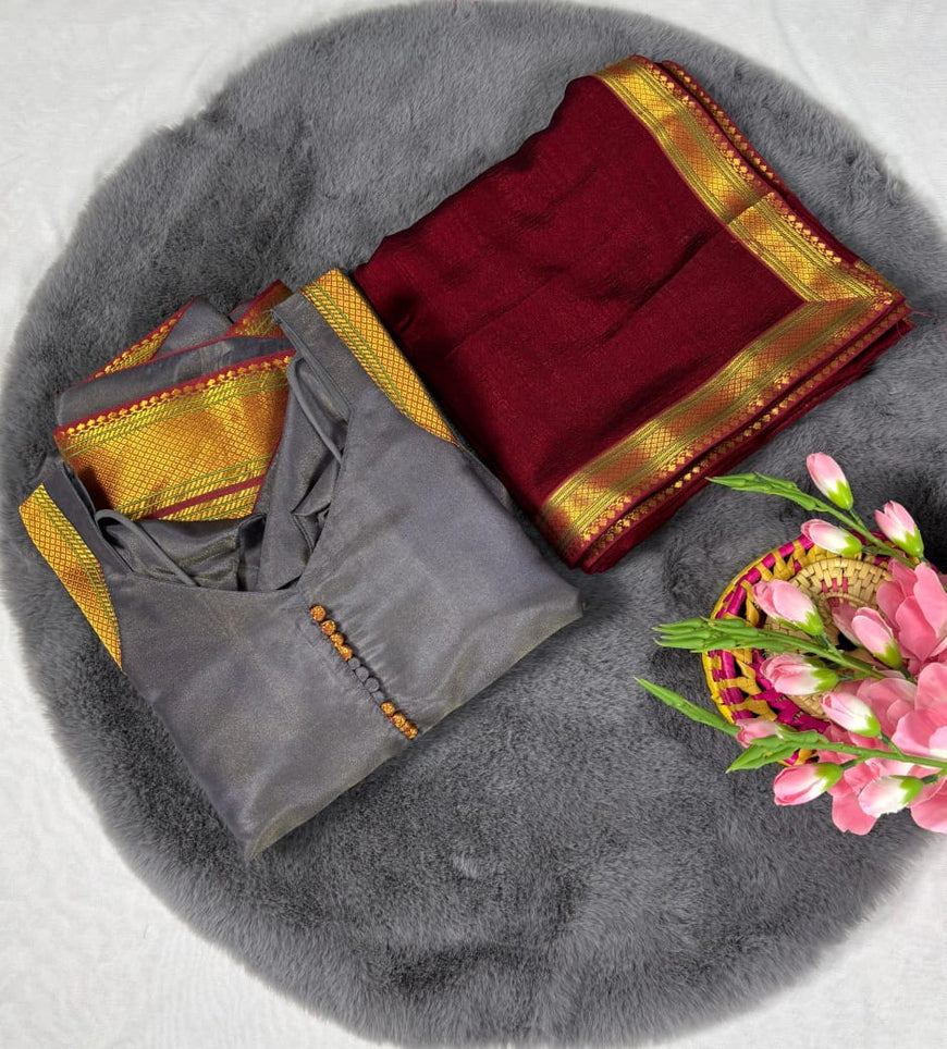 Amirtha Traditional Russian Silk Maxi Gown with Dupatta