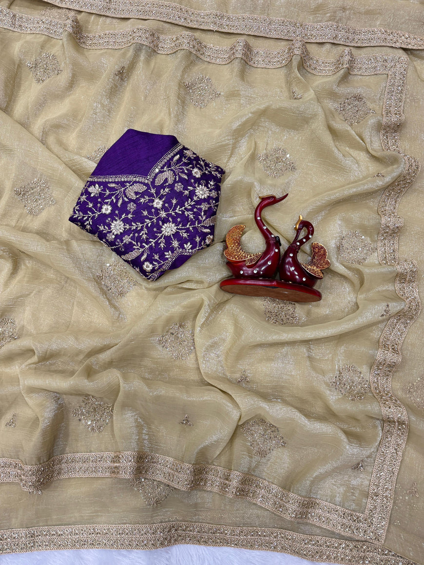 Celebrity Style Soft Crunchy Silk Designer Saree (Code: 5552)