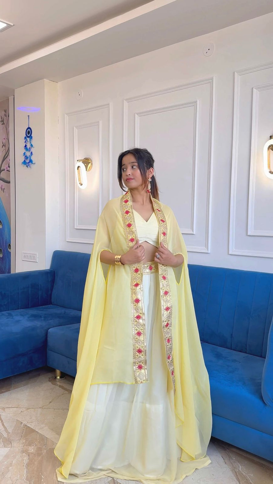 Stylish Indo-Western Georgette Lehenga Set with Koti