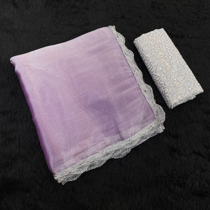 Bollywood Trending Jimmy Choo Saree with Embroidered Blouse