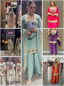 Exclusive 4-Piece Palazzo Set with Real Mirror Work