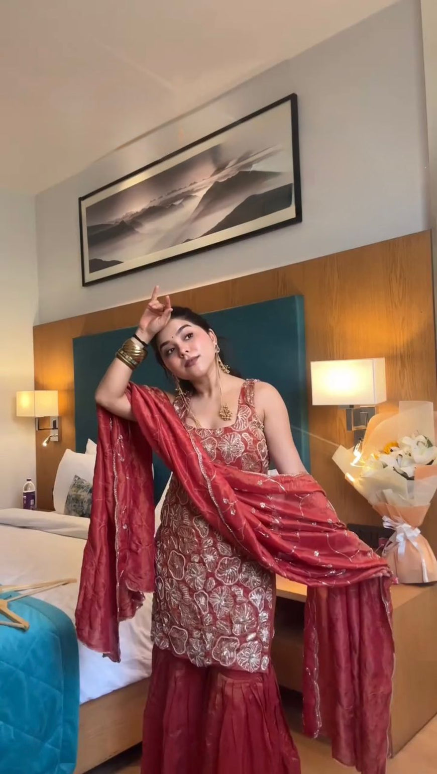 Premium 3-Piece Simmer Silk Set with Thread & Sequence Work