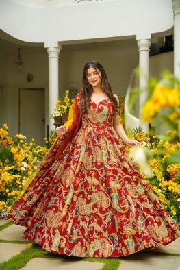 Pure Jimmy Organza Silk Digital Printed Anarkali Gown